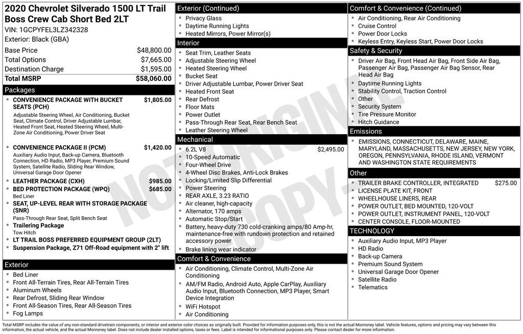 Used 2020 Chevrolet Silverado 1500 LT Trail Boss Truck Crew Cab