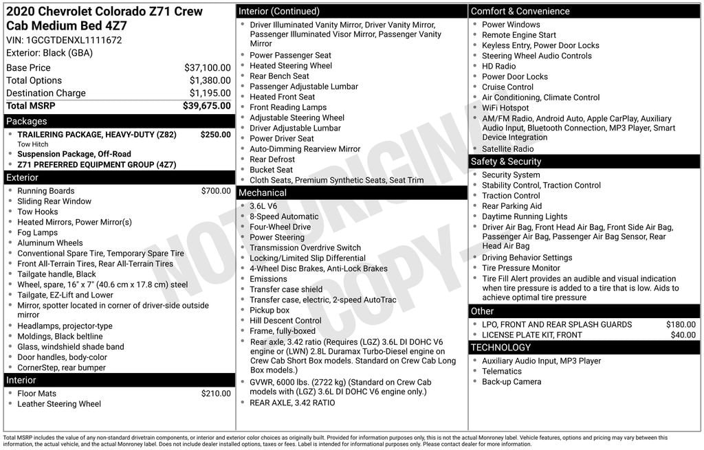 Used 2020 Chevrolet Colorado 4WD Z71 Truck Crew Cab