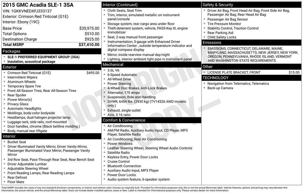 Used 2015 GMC Acadia SLE SUV