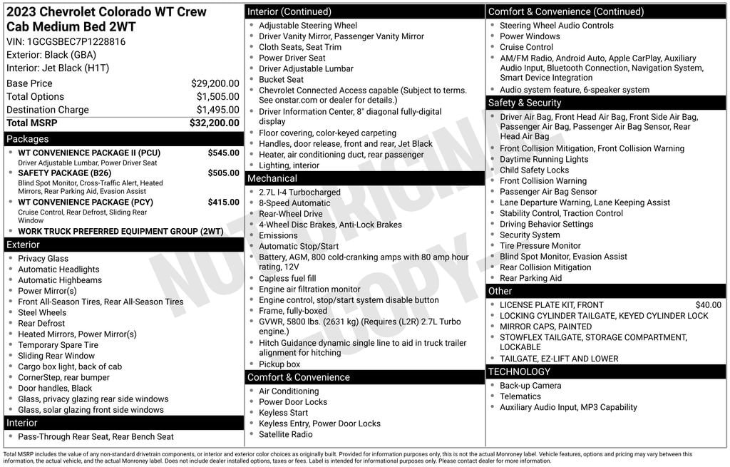 Used 2023 Chevrolet Colorado WT Truck Crew Cab