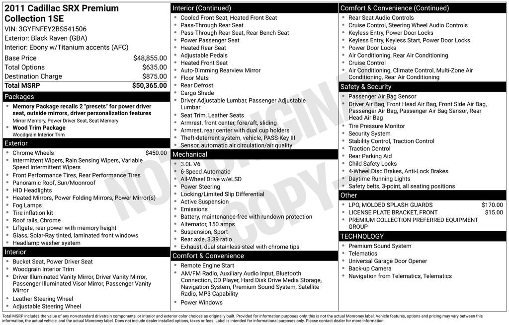 Used 2011 CADILLAC SRX Premium Collection SUV