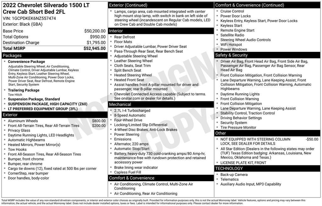 Used 2022 Chevrolet Silverado 1500 LT (2FL) Truck Crew Cab