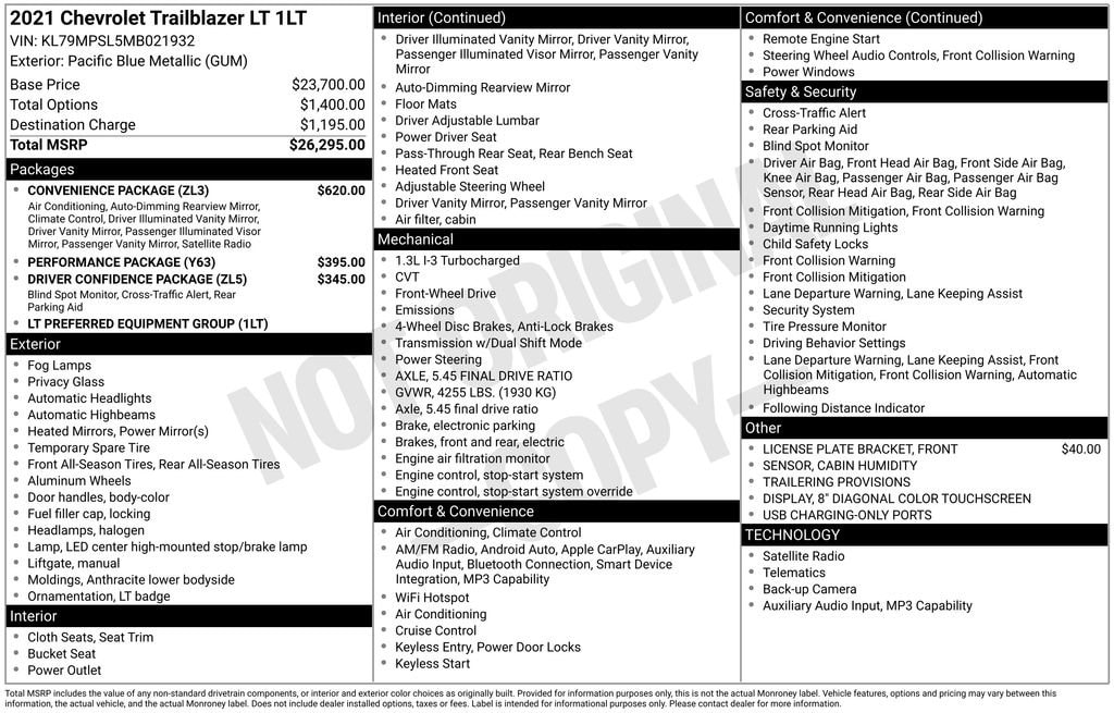 Used 2021 Chevrolet Trailblazer LT SUV