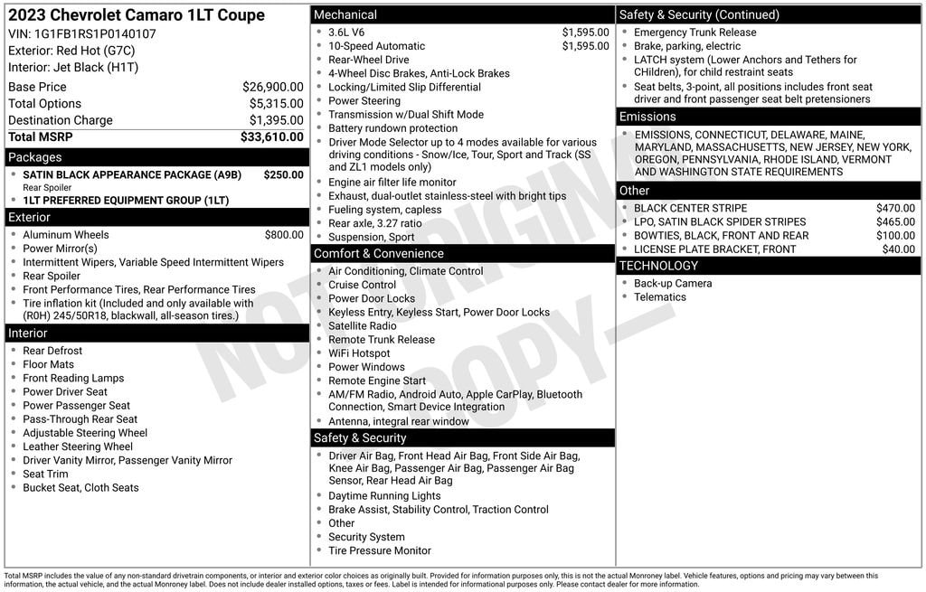 Used 2023 Chevrolet Camaro 1LT Coupe