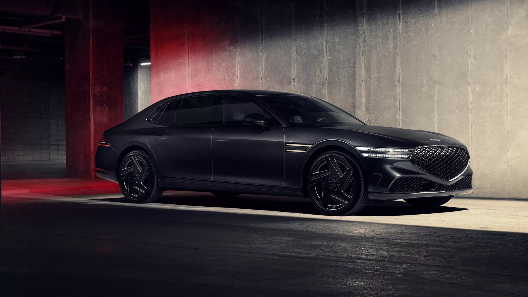 2026 Genesis G90 parked in front of cement wall