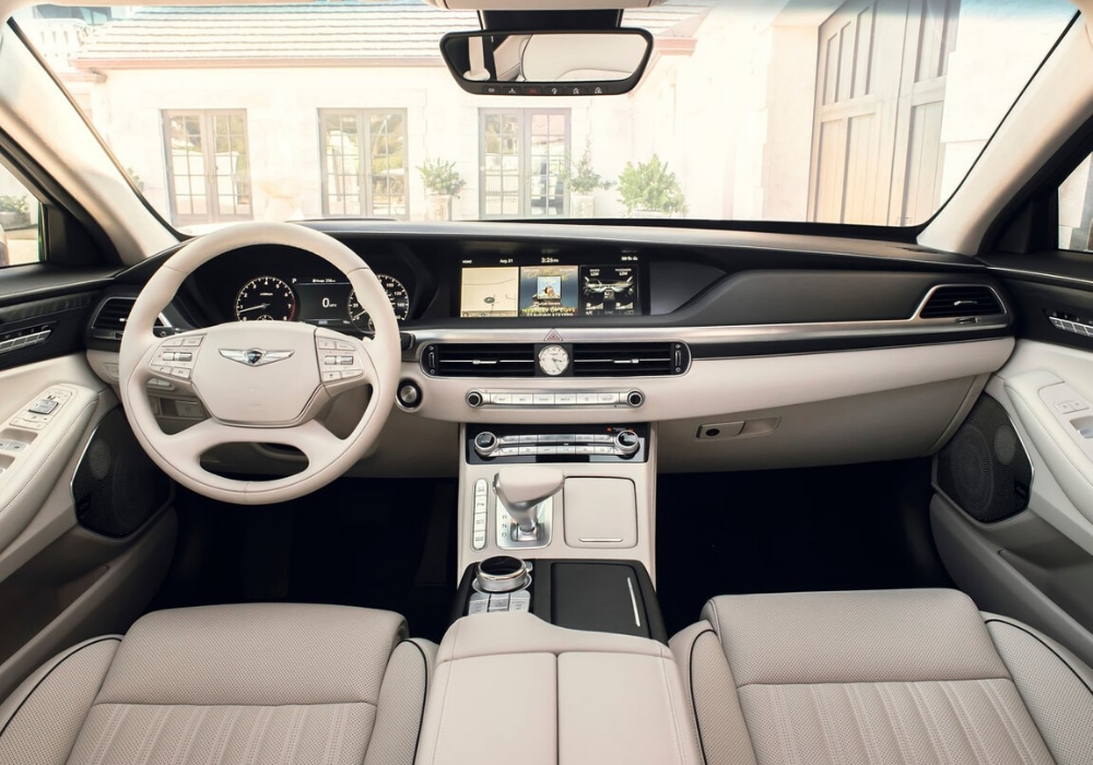 2020 Genesis G90 Interior Design.png A look at the front interior design of the luxury 2020 Genesis G90 sedan