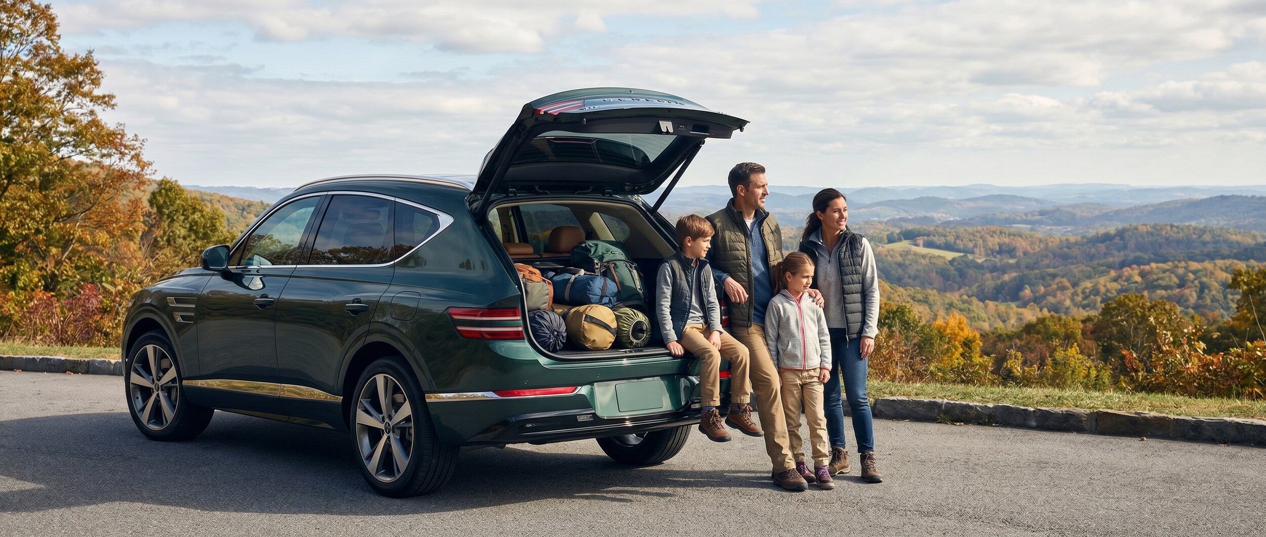 Genesis GV80 luxury SUV loaded for family vacation from Nashville TN