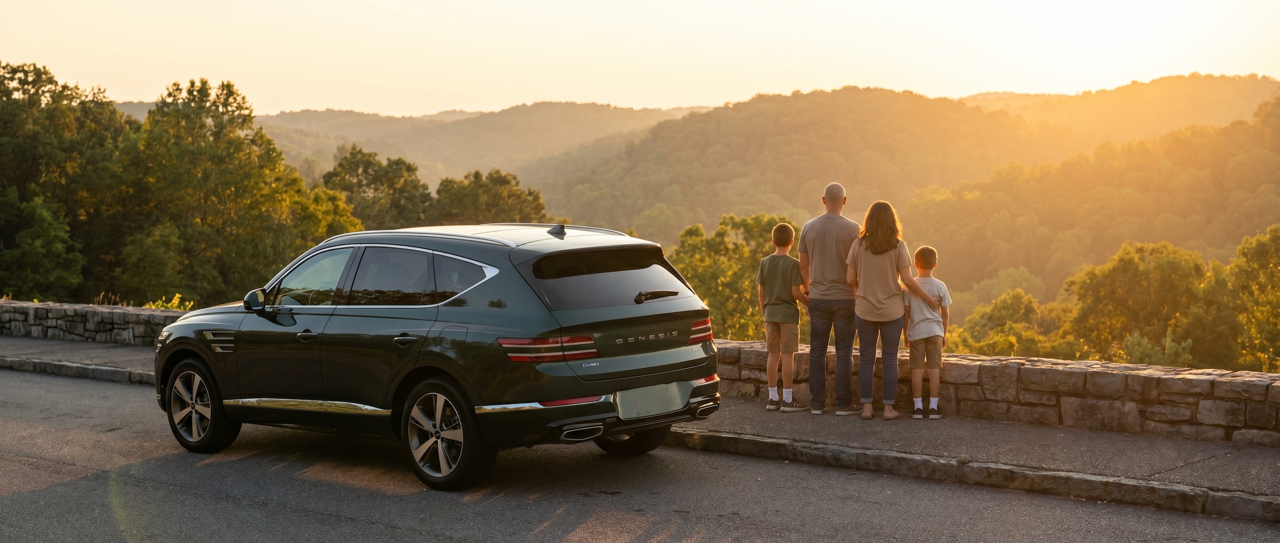 Genesis GV80 luxury SUV at scenic overlook near Nashville TN