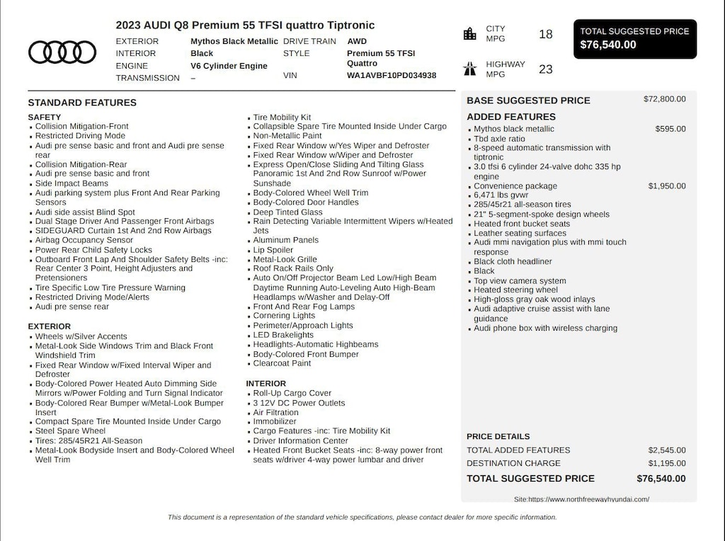 Used 2023 Audi Q8 Premium Premium 55 TFSI quattro