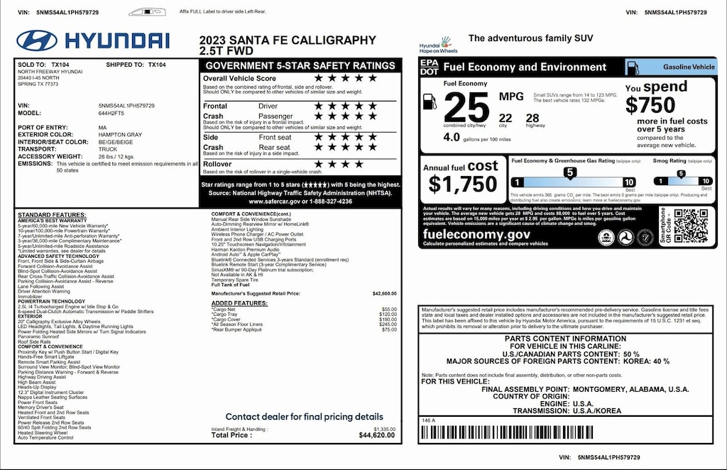 Used 2023 Hyundai Santa Fe Calligraphy Calligraphy FWD