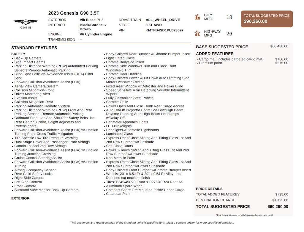 Certified 2023 Genesis G90 3.5T 3.5T AWD