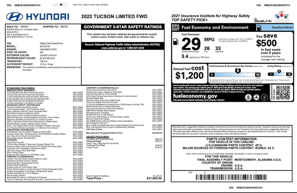 Used 2022 Hyundai Tucson Limited Limited FWD