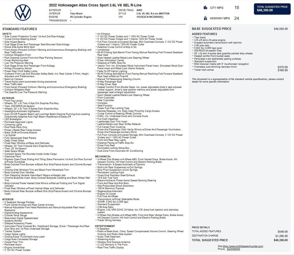 Used 2022 Volkswagen Atlas Cross Sport 3.6L V6 SEL R-Line 3.6L V6 SEL R-Line 4MOTION