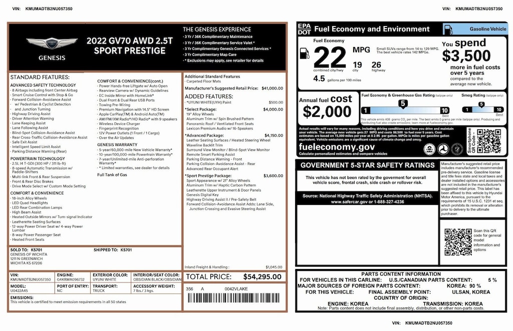 Used 2022 Genesis GV70 2.5T 2.5T AWD