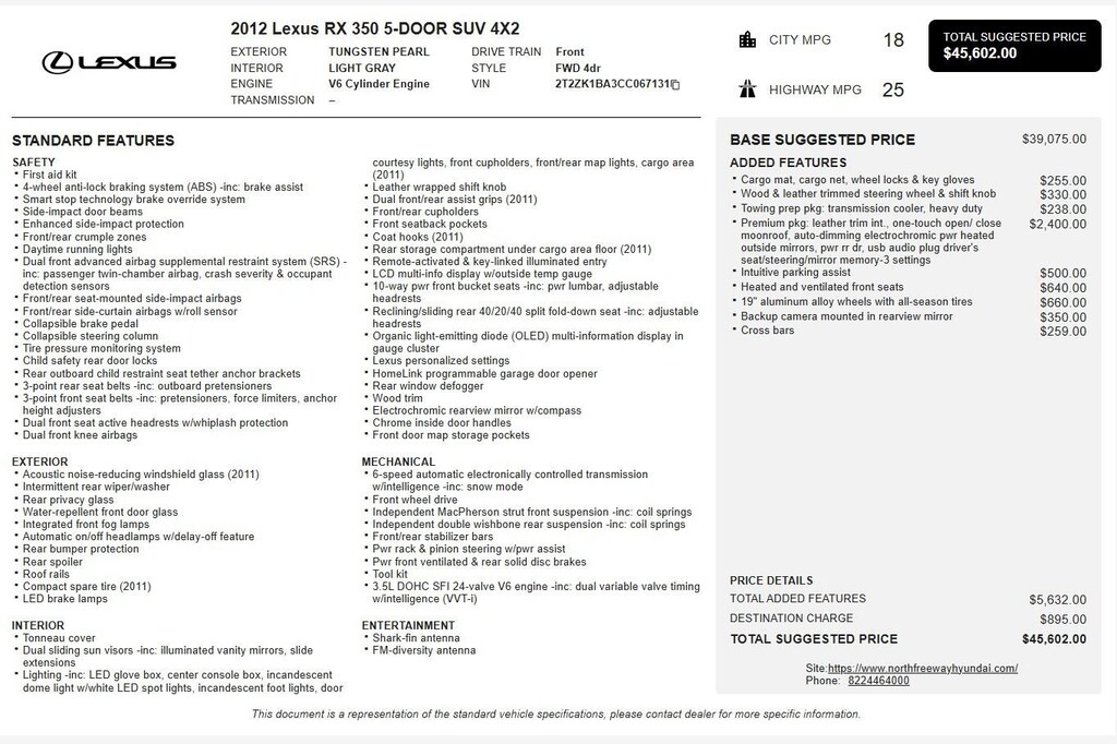 Used 2012 Lexus RX 350 350 FWD