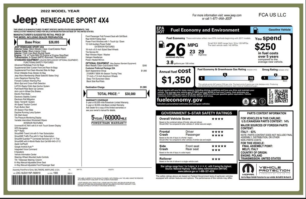 Used 2022 Jeep Renegade Sport Sport 4x4