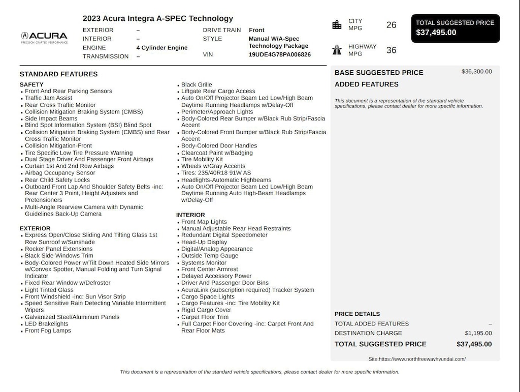 Used 2023 Acura Integra w/A-Spec Technology Package Manual w/A-Spec Technology Package