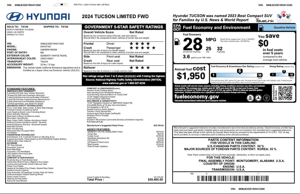 Used 2024 Hyundai Tucson Limited Limited FWD