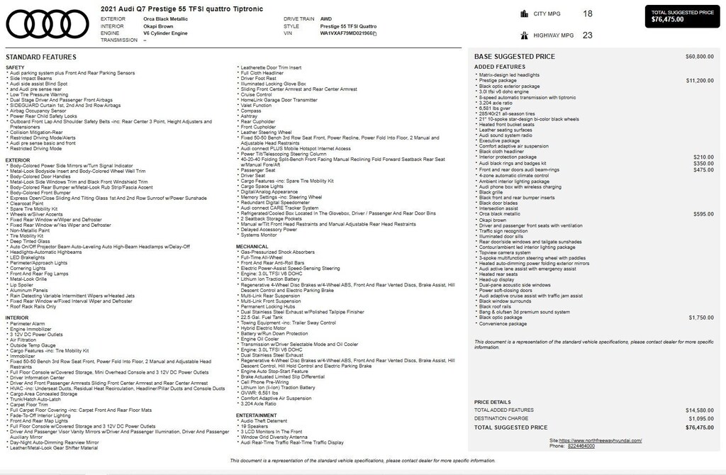 Used 2021 Audi Q7 Prestige Prestige 55 TFSI quattro