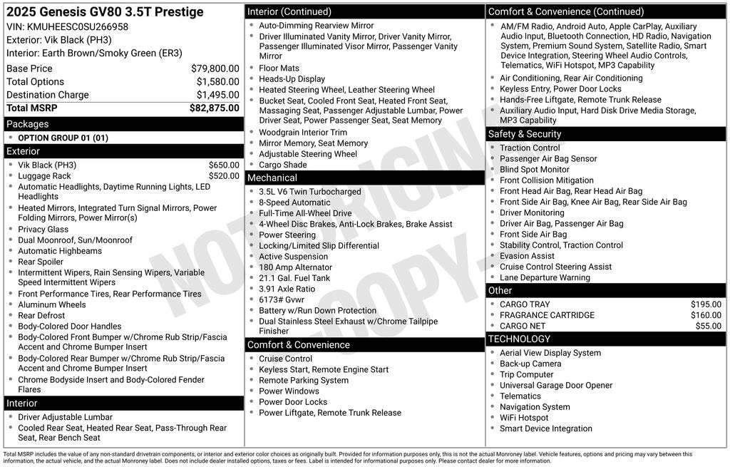 New 2025 Genesis GV80 3.5T Prestige SUV