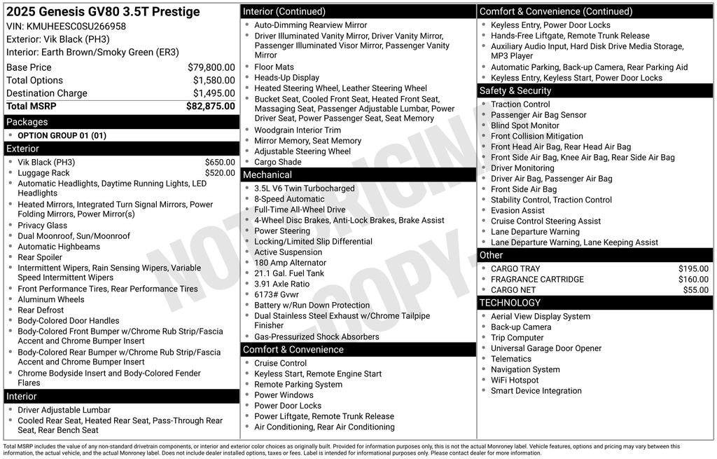 New 2025 Genesis GV80 3.5T Prestige SUV