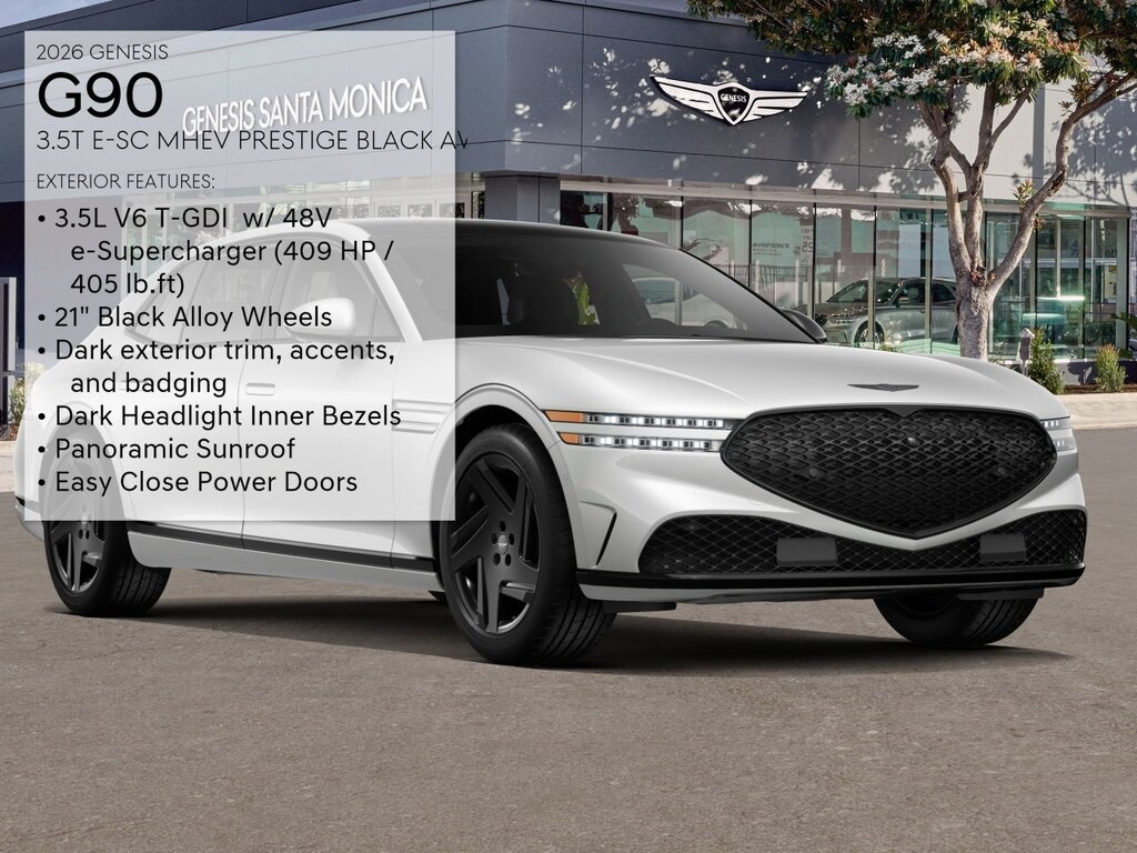 New 2026 Genesis G90 3.5T E-SC Mhev Prestige Black Sedan