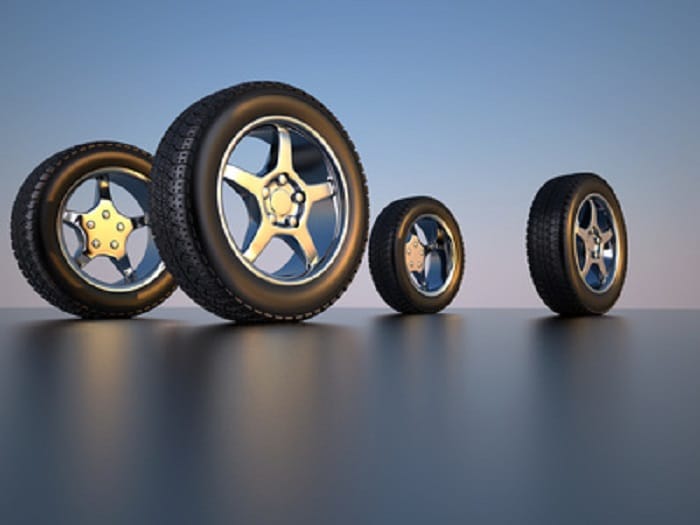 A row of Genesis tires