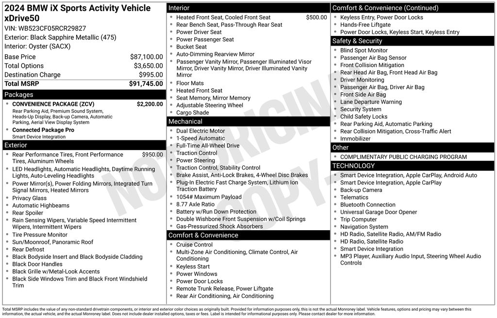 Certified 2024 BMW iX Base with VIN WB523CF05RCR29827 for sale in West Springfield, MA