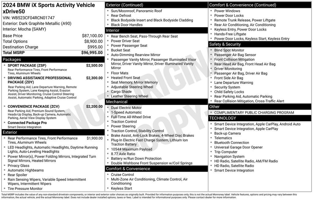 Certified 2024 BMW iX Base with VIN WB523CF04RCN01747 for sale in West Springfield, MA