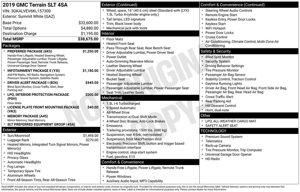 Used 2019 GMC Terrain SLT with VIN 3GKALVEV6KL157300 for sale in East Hartford, CT