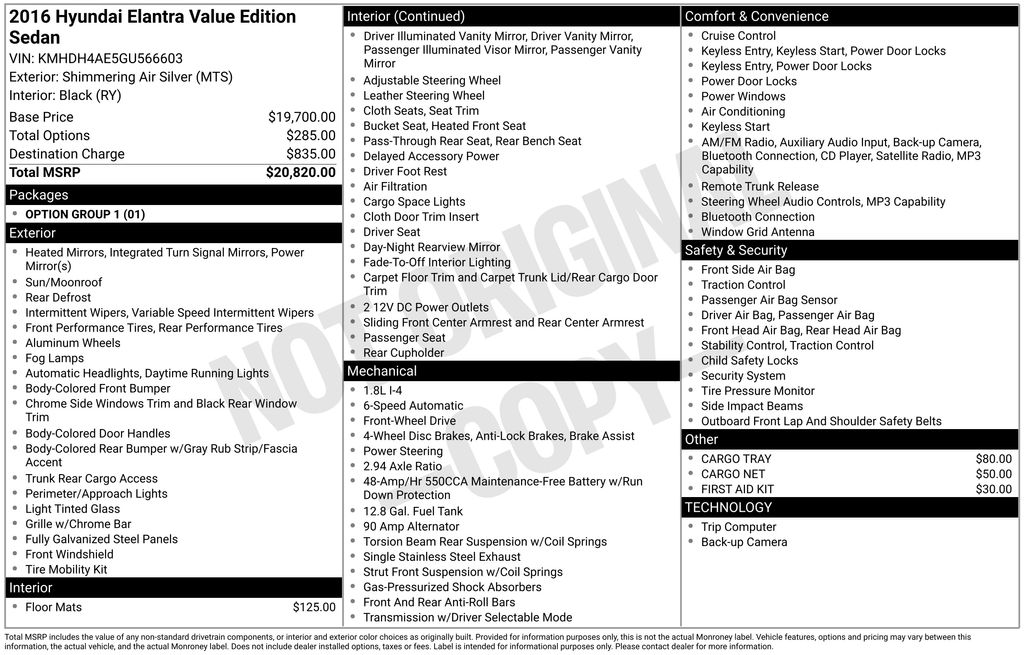 Used 2016 Hyundai Elantra Value Edition with VIN KMHDH4AE5GU566603 for sale in Plainville, CT