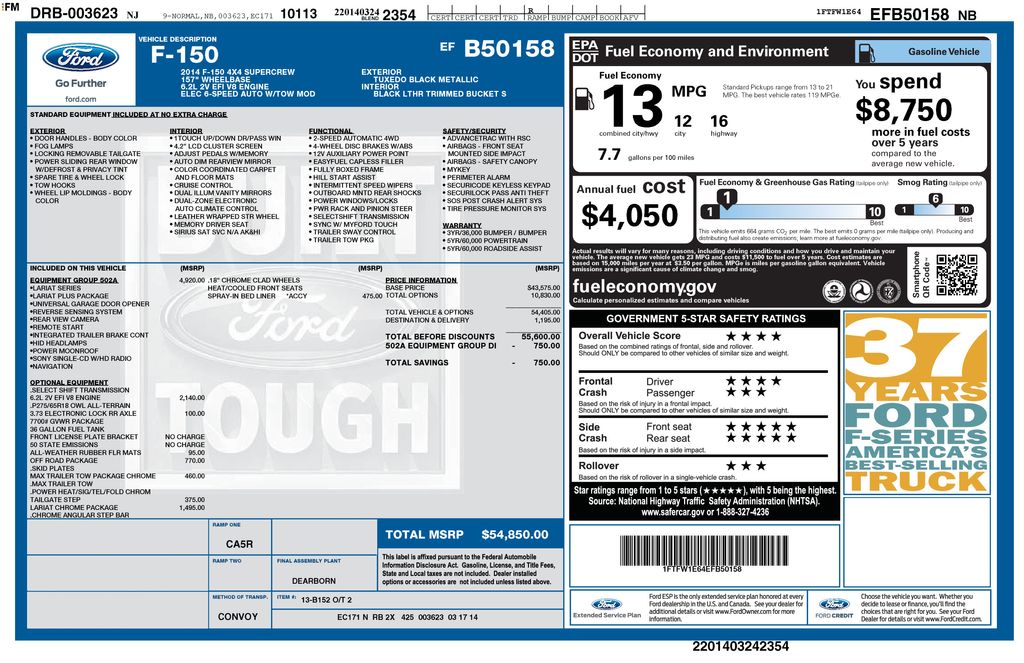 Used 2014 Ford F-150 Lariat with VIN 1FTFW1E64EFB50158 for sale in Plainville, CT