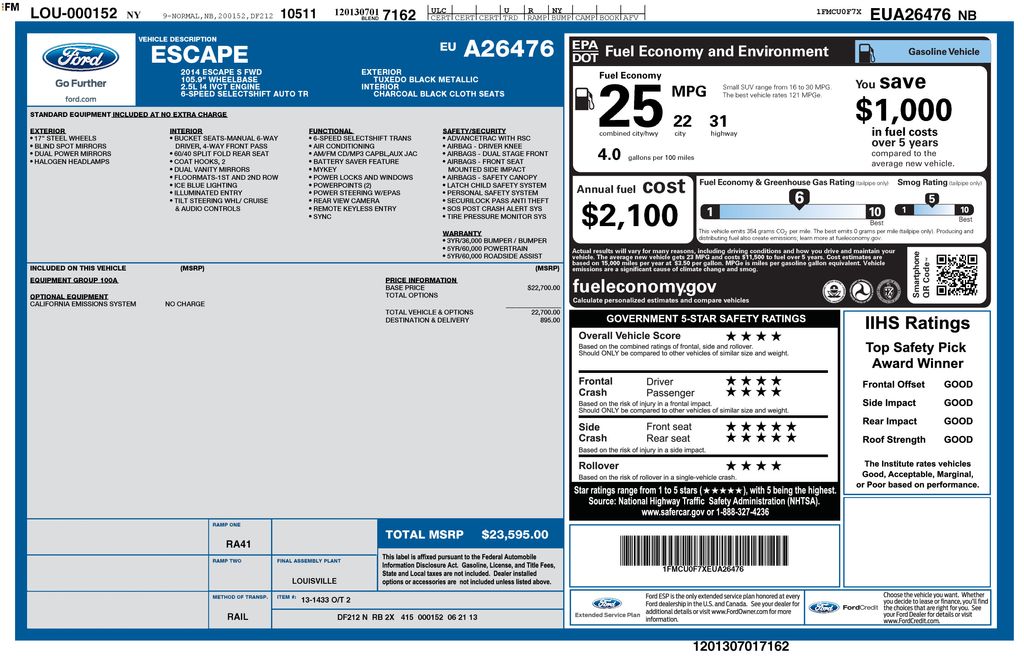 Used 2014 Ford Escape S with VIN 1FMCU0F7XEUA26476 for sale in Plainville, CT