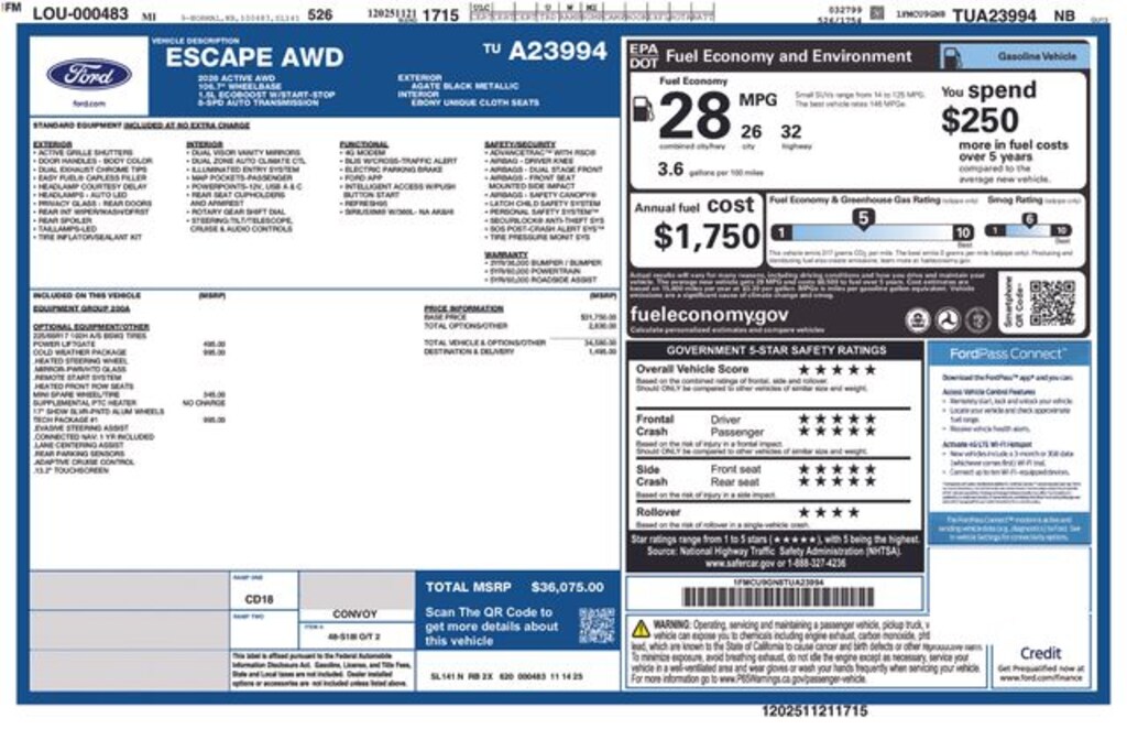 New 2026 Ford Escape Active SUV