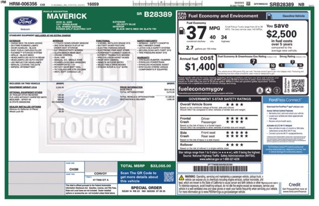 New 2025 Ford Maverick XL Truck SuperCrew