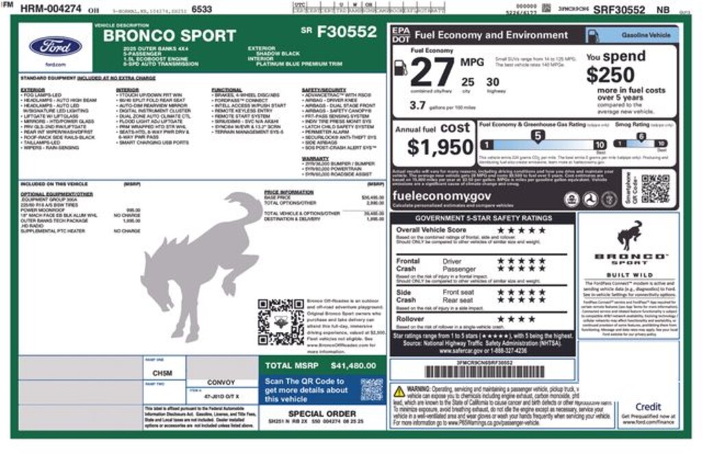 New 2025 Ford Bronco Sport Outer Banks SUV