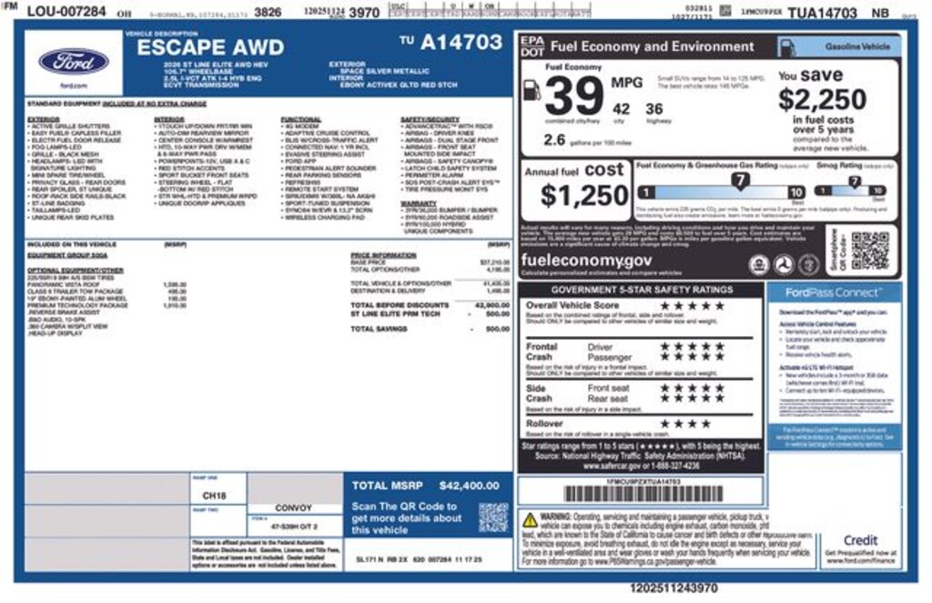 New 2026 Ford Escape ST-Line Elite SUV