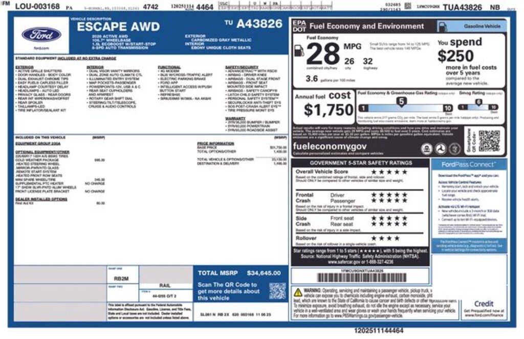 New 2026 Ford Escape Active SUV
