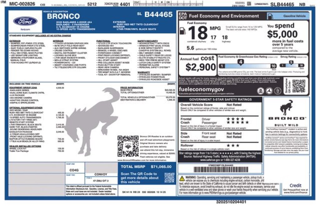 New 2025 Ford Bronco Badlands SUV