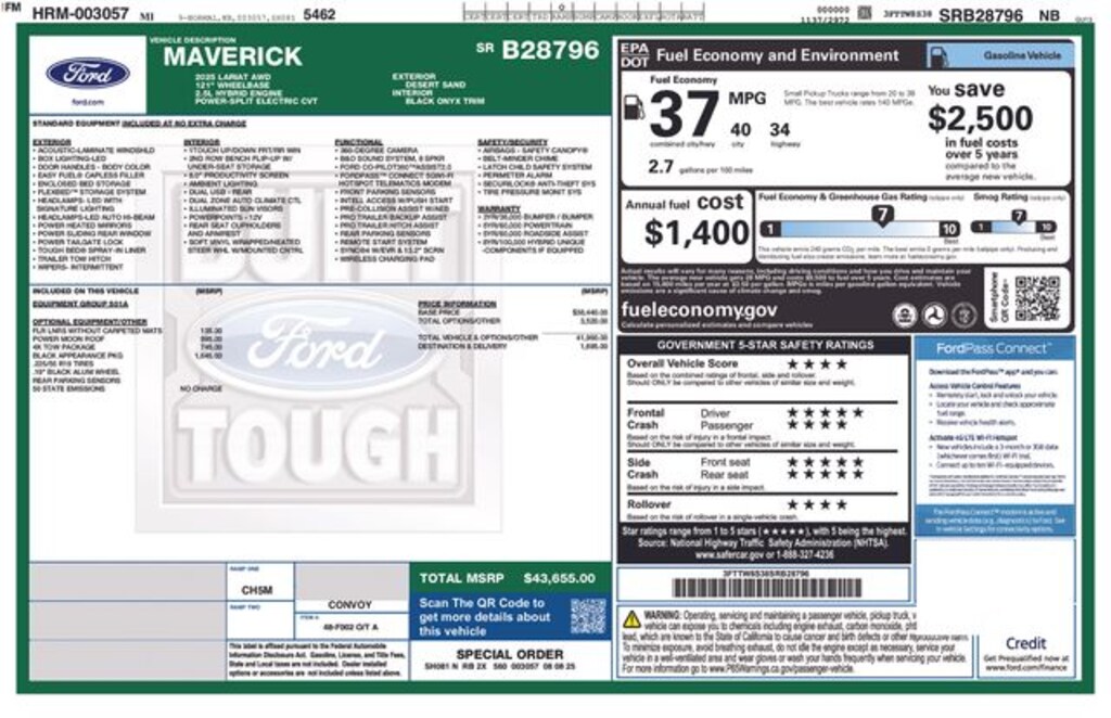 New 2025 Ford Maverick Lariat Truck SuperCrew