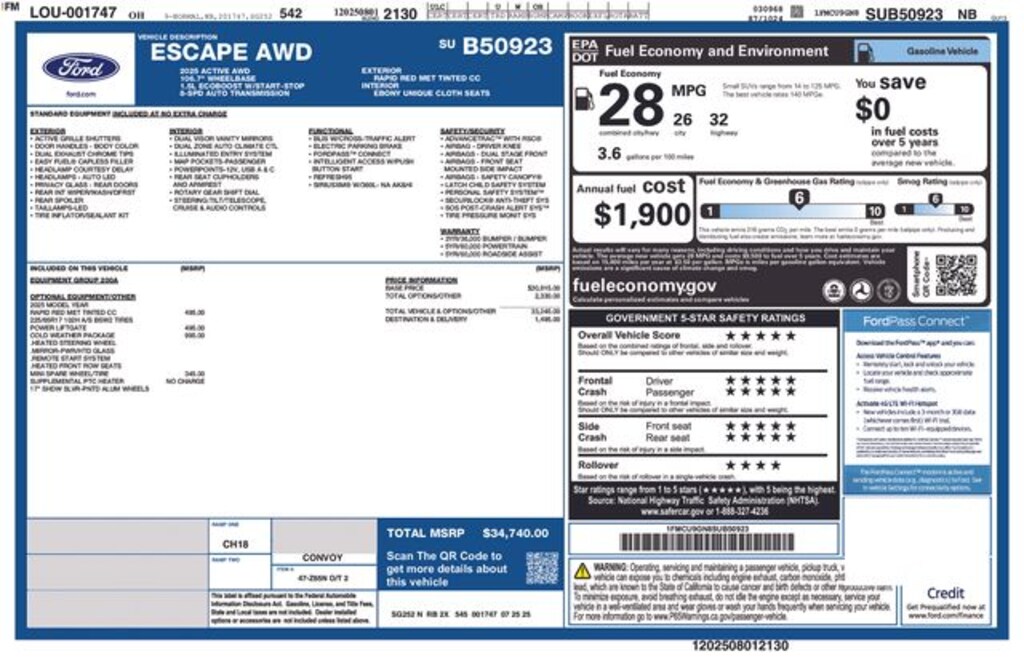 New 2025 Ford Escape Active SUV