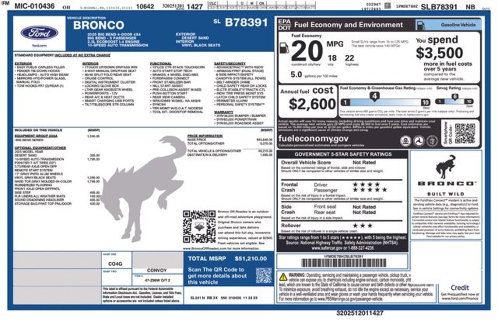 New 2025 Ford Bronco Big Bend SUV