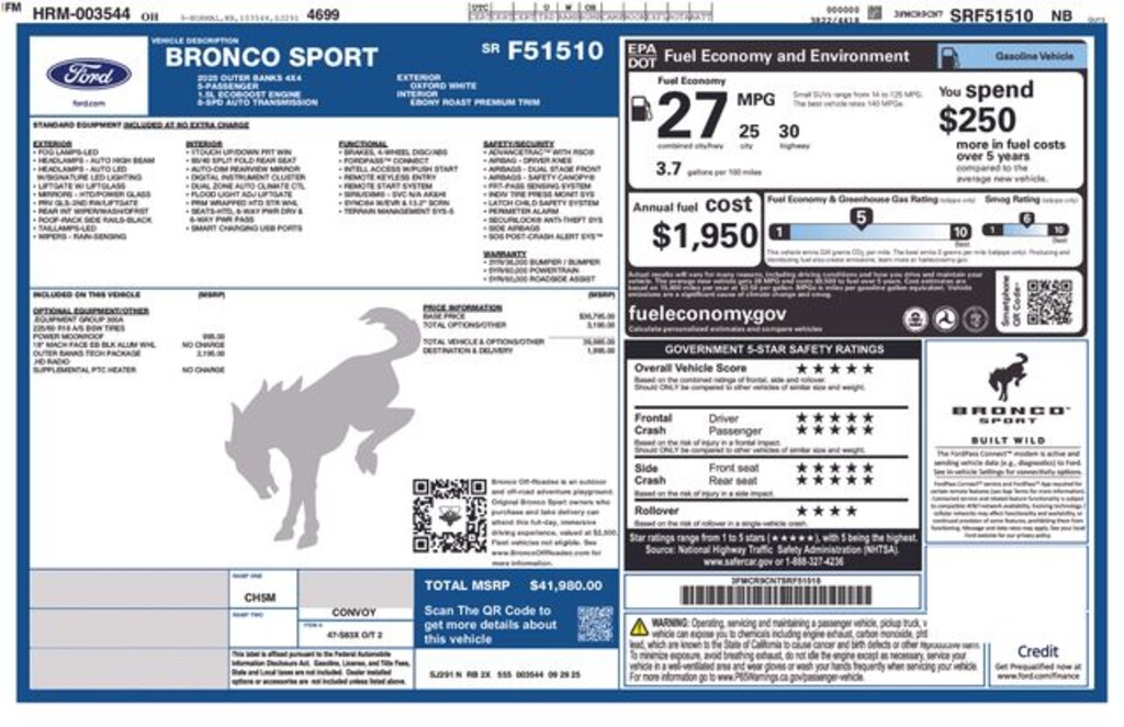 New 2025 Ford Bronco Sport Outer Banks SUV