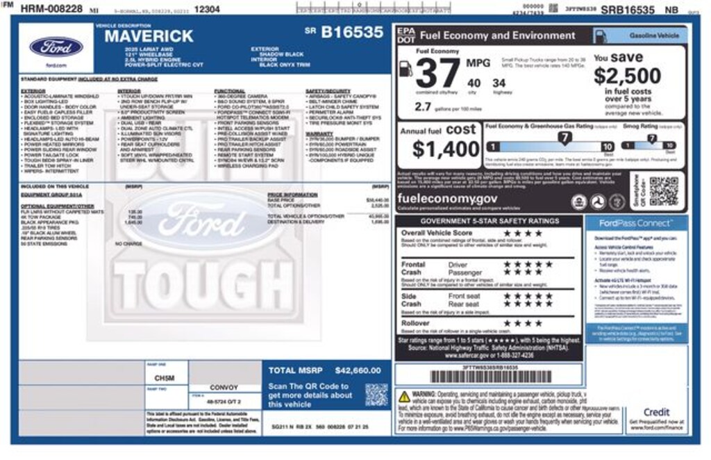 New 2025 Ford Maverick Lariat Truck SuperCrew