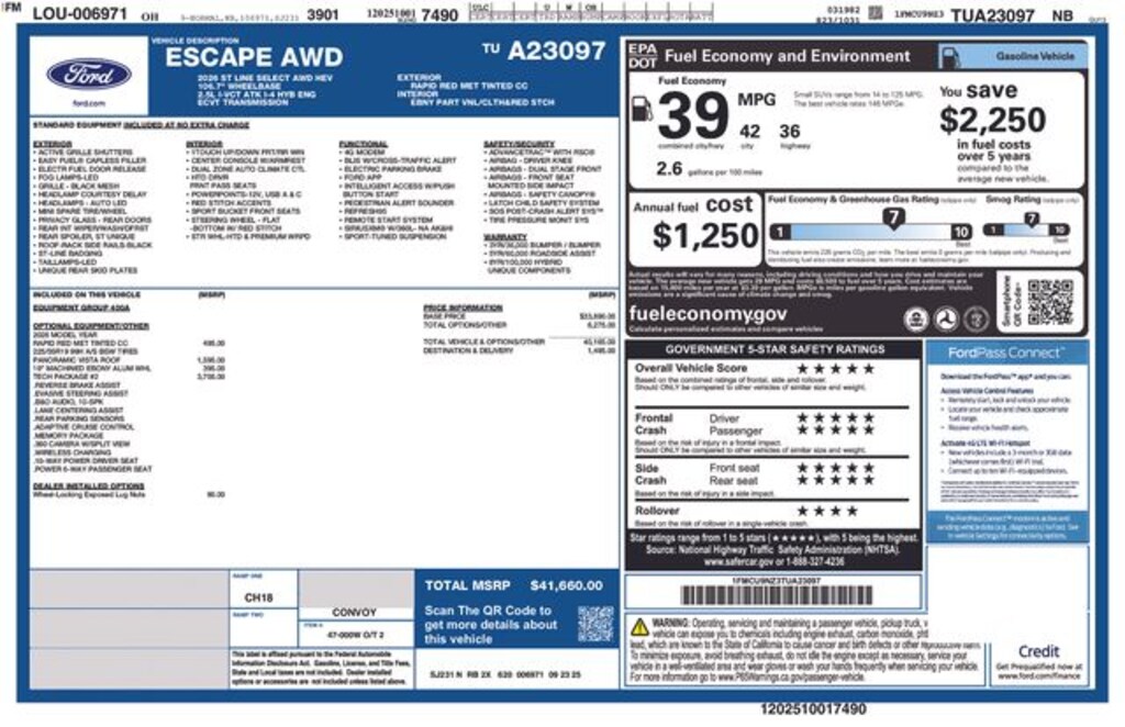 New 2026 Ford Escape ST-Line Select SUV