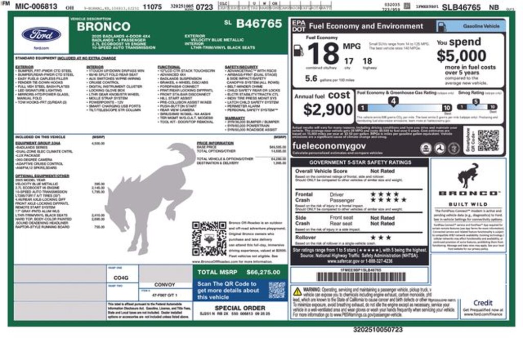 New 2025 Ford Bronco Badlands SUV