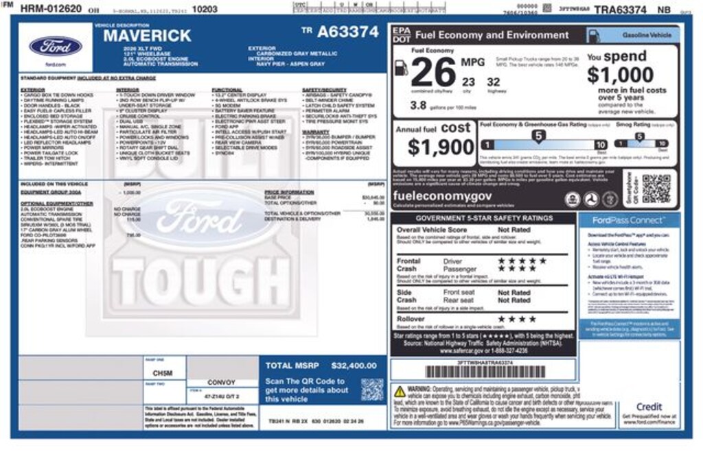New 2026 Ford Maverick XLT Truck SuperCrew