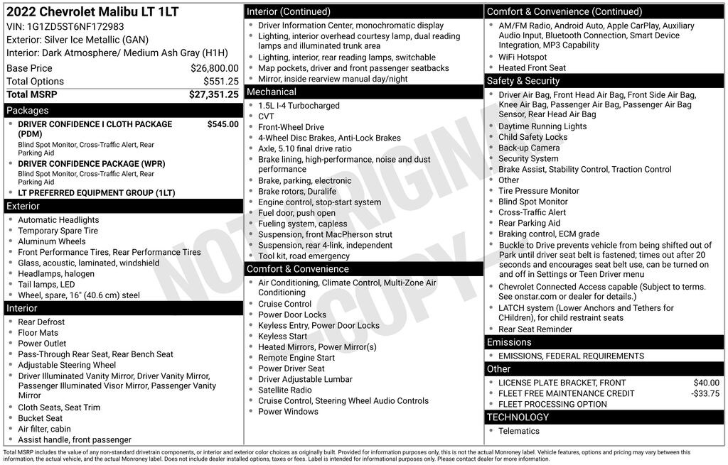 Used 2022 Chevrolet Malibu LT Sedan