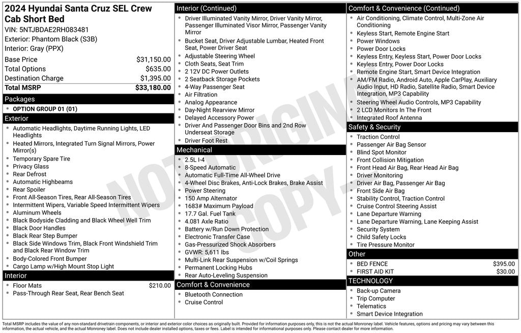 Used 2024 Hyundai Santa Cruz 2.5L SEL Truck Crew Cab