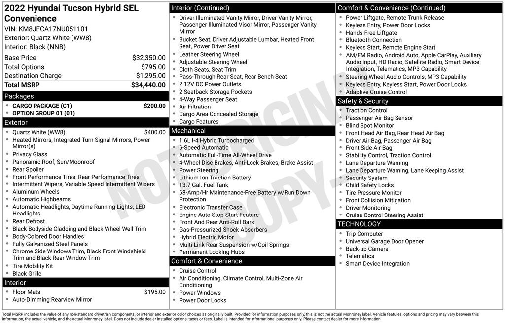 Used 2022 Hyundai Tucson Hybrid SEL Convenience SUV